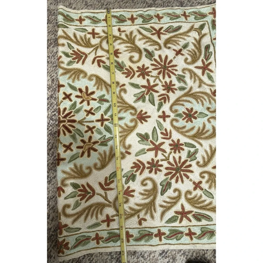 Vintage Handmade Kashmir Crewel Embroidery Rug Wall Hanging Chain Stitch 34